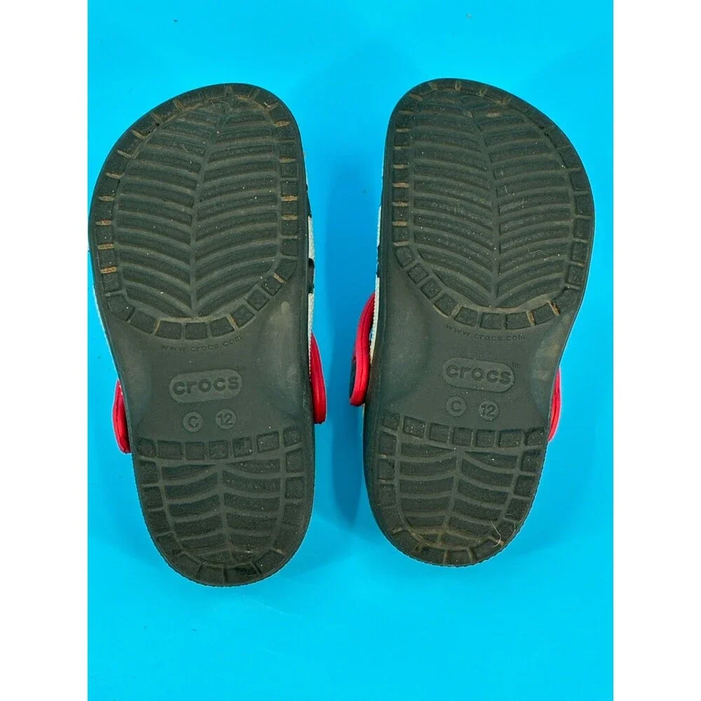 Crocs Duet Sport Kids Clogs Gray Black Red Size C12 Slip On Shoes